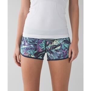 Lululemon Run Speed Short Women's Iridescent Multi Navy Stretch Elastic Waist